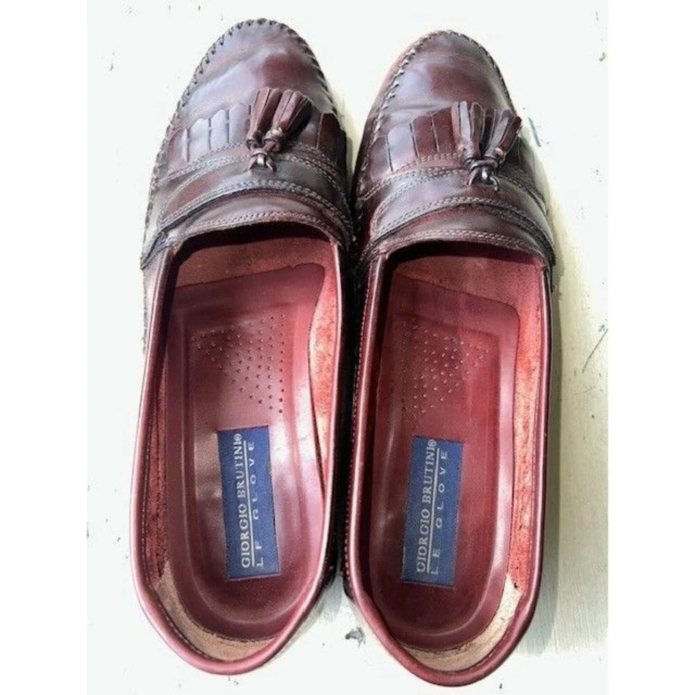 Giorgio Brutini “Le Glove” Tassel Kiltie Loafers in Wine Mn’s Sz 8.5D GC